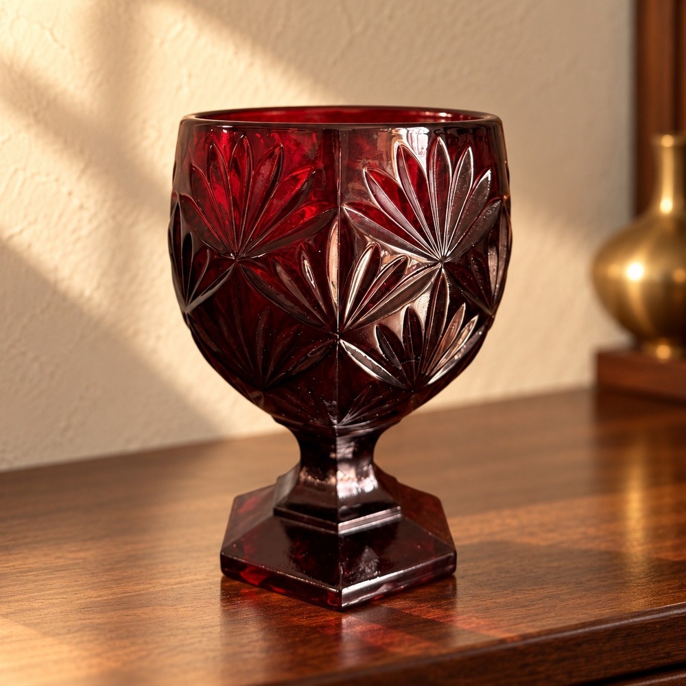Vintage Arcoroc France Ruby Red Pedestal Candy Dish Base No Lid 6 Inch